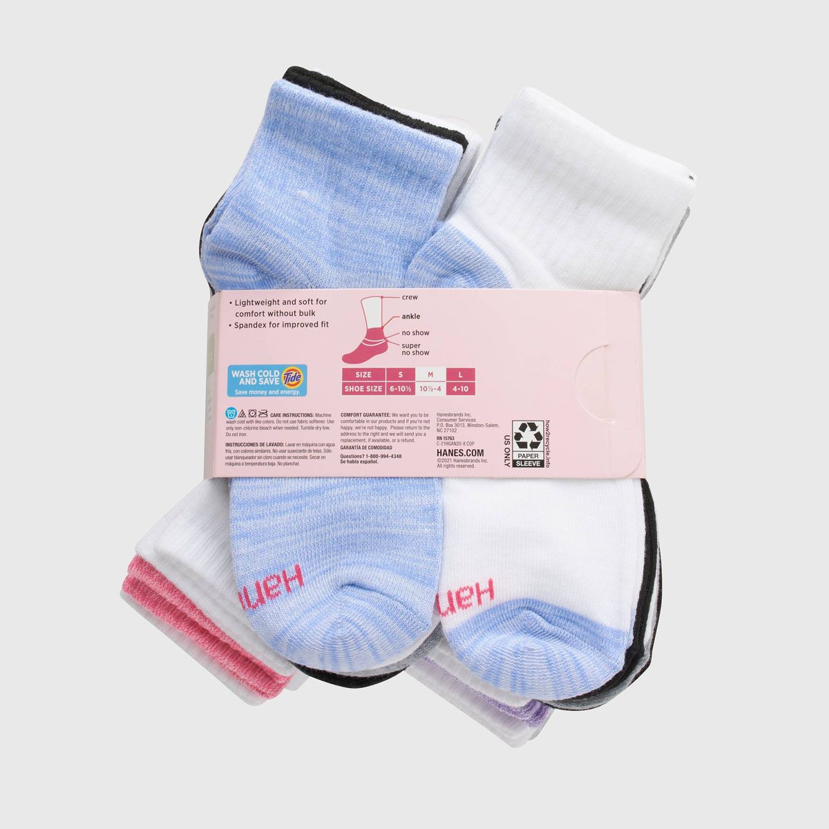 Hanes Girls' 20pk Ankle Socks - Colors May Vary - thumbnail 3