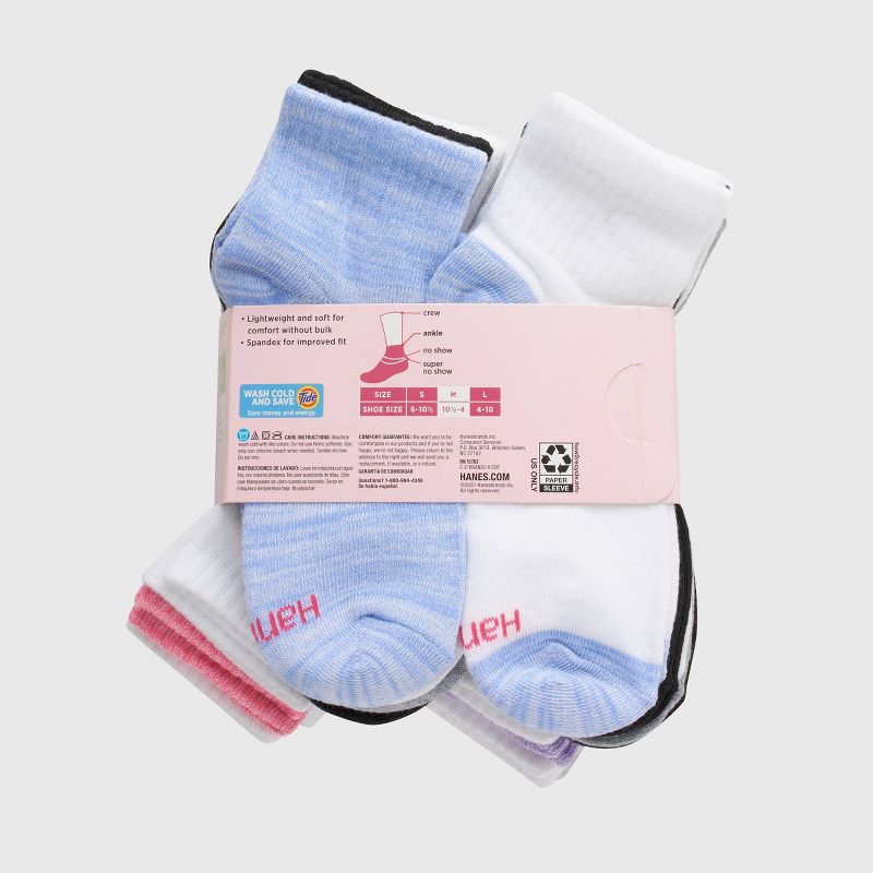 Hanes Girls' 20pk Ankle Socks - Colors May Vary, 3 of 10