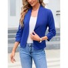 Women's 2025 3/4 Sleeve Blazers Casual Open Front Cardigan Shrugs Ruched Sleeve Office Work Cropped Blazer Jacket - 2 of 4