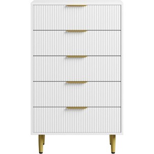 Coucheta 3 Drawer Dresser, Modern Black Fluted Dresser for Bedroom, Wood Chest of Drawers Nightstand with Metal Handles & Legs - 1 of 1