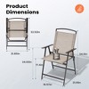 Pellebant 2pc Patio Folding Chairs 2-Pack Dining Chairs Outdoor Portable Sling with Armrest - 2 of 4