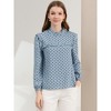Allegra K Women's Vintage Ruffle Stand Collar Long Sleeves Polka Dots Blouse - 2 of 4