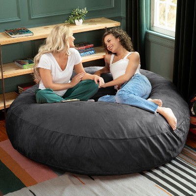 Jaxx 6 Foot Black Microsuede Bean Bag Chair with Removable Cover