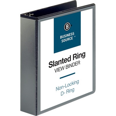 Business Source D-Ring View Binder 2" Capacity 11x8-1/2" Black 28448