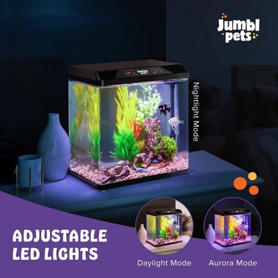 JumblPets 2 Gallon Glass Fish Tank Kit with LED Lighting