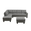 3-Piece Set Of Brown Grey Linen Combination Sofa L-Shaped Living Room Sofa - 3 of 3