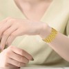 14K Yellow Gold Plated Wide Mesh Link Bracelet, showcasing a bold design with intricate mesh links and a striking medallion for a standout accessory - 2 of 2