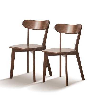 SEVOBAL Dining Chairs Set of 2 Solid Oak Wood Chairs with Curved Backrest and Non-Slip Feet for Kitchen or Dining Room, Brown, 19.69"*18.5"*31.5"