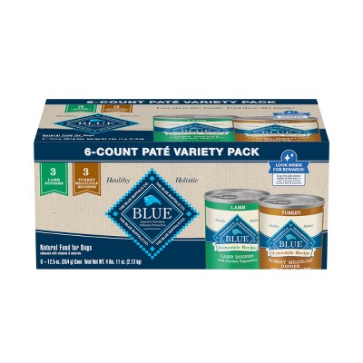 Blue Buffalo Homestyle Recipe Pate Variety Pack Turkey and Lamb Flavor Adult Wet Dog Food - 12.5oz/6pk