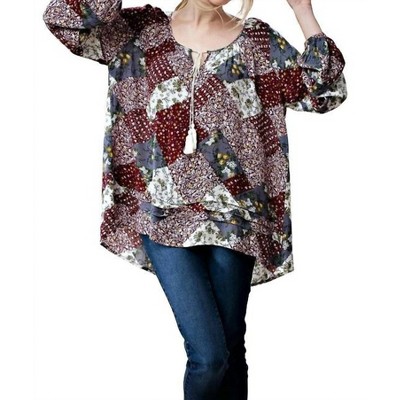 Women's Patchwork Print Top - KORI