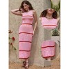 INSPIRE CHIC Women's Crochet Cover Ups Striped Hollow Out Swimsuit Sleeveless Coverup Beach Dress - 2 of 4
