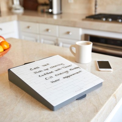 White Brick Angled Glass Magnetic Dry-Erase Memo Station