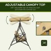 CAVINAS 3-Seat Patio Porch Swing,Hammock Swing Bench with Adjustable Canopy&Thicken Cushion,Outdoor Swing for Garden&Backyard,660LBS Capacity,Khaki - 2 of 3