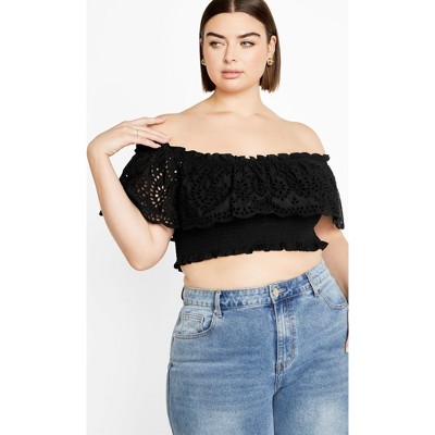 Women's Plus Size Jayde Top - black | CITY CHIC