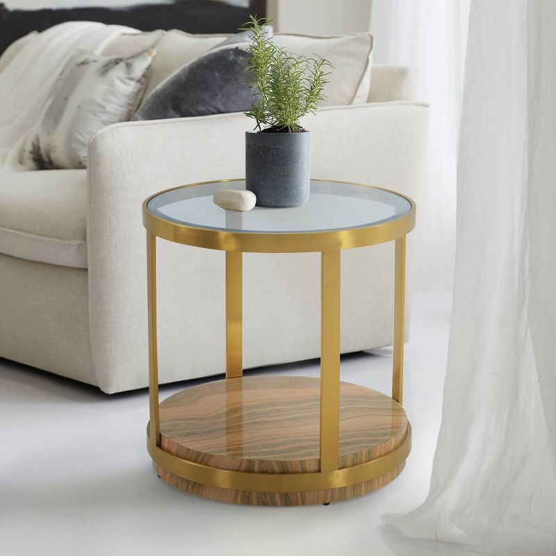 Hattie Glass Top End Table Gold - Armen Living, 6 of 8