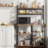 Bakers Rack with Power Outlet, 5-Tier Microwave Stand with Wire Basket, Coffee Bar Station, Kitchen Open Storage Shelves for Spices, Dishes - 3 of 4