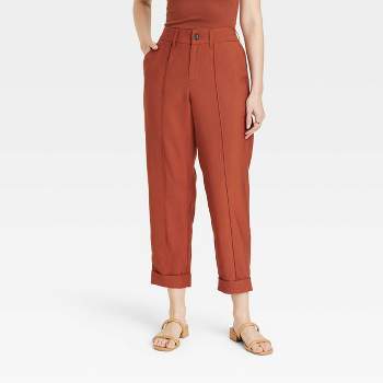 High Waisted Brown Linen Trousers — CRAFTMONGERS