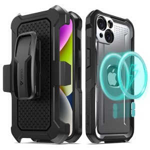 Vena vArmor Rugged Case for Apple iPhone 13, iPhone 14 Military Grade Drop Protection with Belt Clip Holster Kickstand - Space Gray - 1 of 4