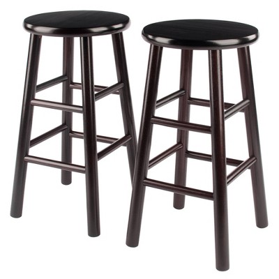 Set of 2 Beveled 24. 5" Counter Height Barstool Hardwood/Espresso - Winsome