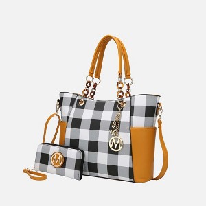 MKF Collection Bonita Checker Tote & Wallet Set Stylish Vegan Leather Bag by Mia K - 1 of 4