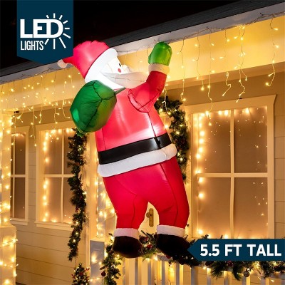 5.5 FT Red and Green Inflatable Hanging Santa with LED Lights