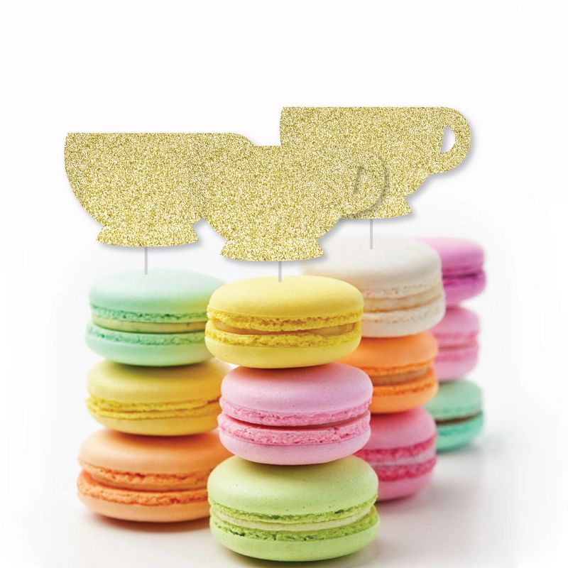 Big Dot of Happiness Gold Glitter Tea Cup - No-Mess Real Gold Glitter Cut-Outs - Garden Tea Party Confetti - Set of 24, 5 of 7