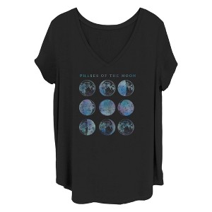 Women's Lost Gods Watercolor Phases Of The Moon T-Shirt - 1 of 4