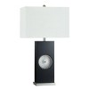 Kimono Glass Medallion and Steel Table Lamp Black - StyleCraft: Acrylic Base, White Linen Shade, UL Listed - 2 of 4