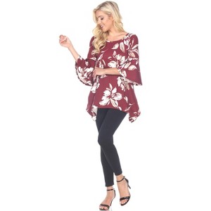 Women's Floral Printed Blanche Tunic Top with Pockets - White Mark - 1 of 3