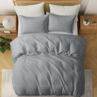 Peace Nest Linen Cotton Duvet Cover and Pillow Sham Set, Breathable and Skin-Friendly Bedding Set