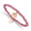 Chisel Stainless Steel Polished Rose IP-plated Tree 4mm Pink Jade Beaded Stretch Bracelet - 2 of 4