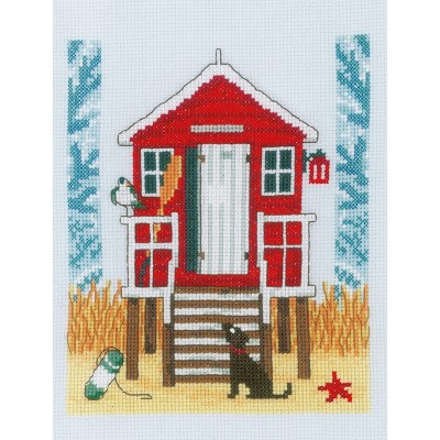 Vervaco Counted Cross Stitch Kit 7.2"X8.4"-Beach Cabin on Aida (14 Count)