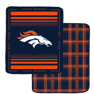 NFL Denver Broncos Basic Block Double-Sided Flannel Fleece Blanket - 1 of 3