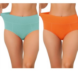 Allegra K Women's High Waist Available in Plus Size Tummy Control Brief 2 Packs - 1 of 4