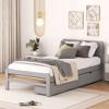 CAVINAS Twin Size Platform Bed,Modern Bed Frame for Bedroom,No Box Spring Needed,White/Gray/Walnut - 3 of 4