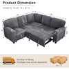 TiramisuBest 81" 5 Seat L Shaped Couch, Convertible Pull out Couch, Corduroy Sofa Bed with Reclining Backrest|USB Ports|Cup Holders, Gray - 4 of 4
