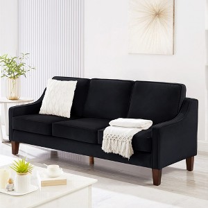 Modern Loveseat sofa for Living Room, Upholstered Velvet Small Couch with Wooden Legs for Livingroom Bedroom - 1 of 4