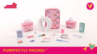 Our Generation Purrfectly Packed Kitty-Print Luggage & Accessories
