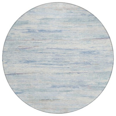 Sky Blue And Ivory Abstract Washable Indoor Outdoor Area Rug
