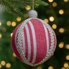 Northlight 4.75" Red and White Striped Ball Christmas Ornament with Rope Accent - 2 of 4