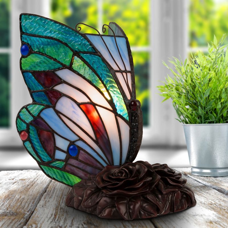 Hasting Home Tiffany Stained-Glass Butterfly Lamp, 2 of 9