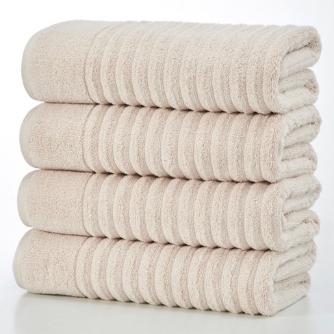 Zero-twist, 100% Combed Cotton Ribbed Bath Towel Set (4 Pack Bath, Dune) : Target
