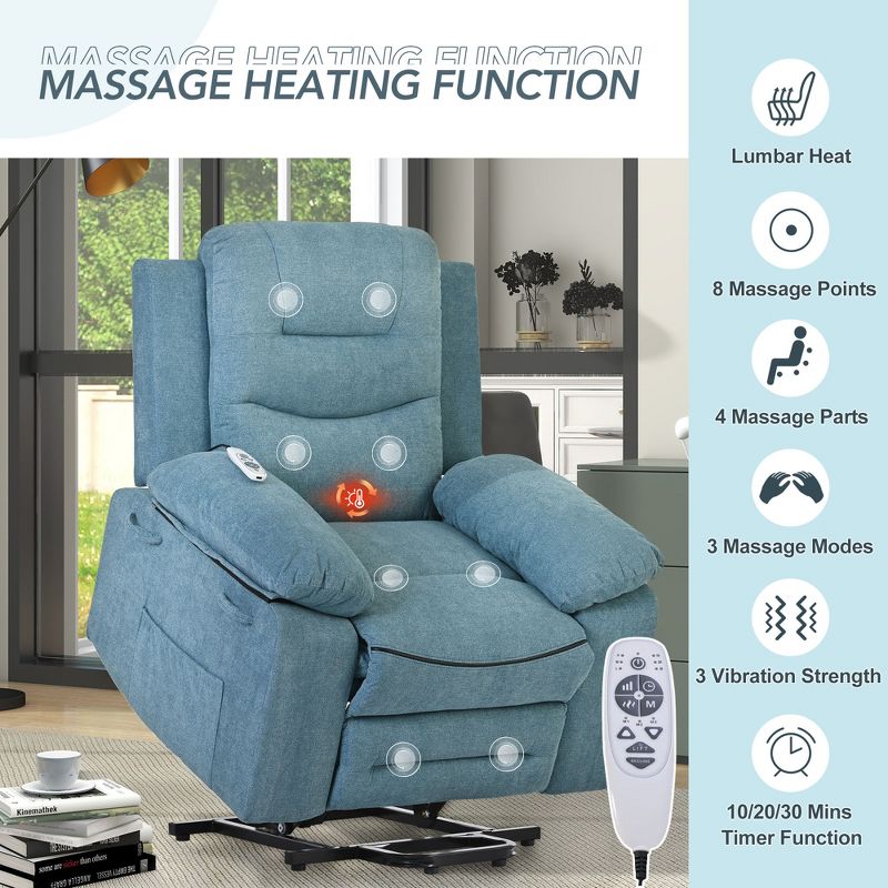 Electric Lift Recliner with Adjustable Massage, Heating Function, Infinity Positions and Side Pockets - ModernLuxe, 4 of 13