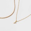 14K Gold Dipped Cubic Zirconia Initial Necklace Set 2pc - A New Day™ Gold - 3 of 3