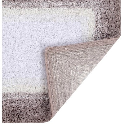 Beige and Gray Cotton Ombre Bath Rug Set