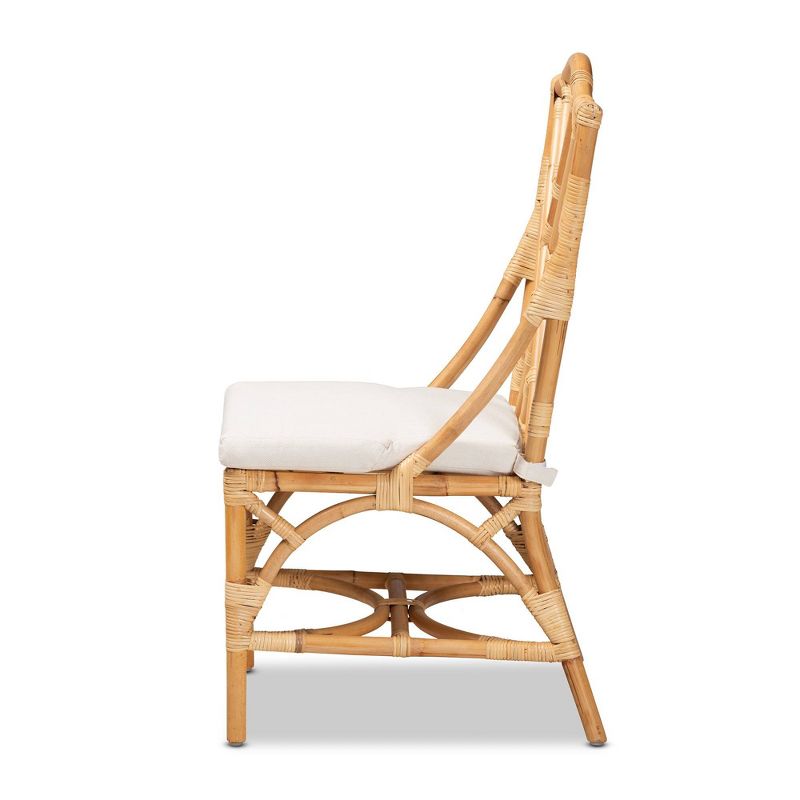 Sonia Rattan Chair Natural/White - bali & pari: Handmade, Comfort Cushion, No Assembly Required, 4 of 12