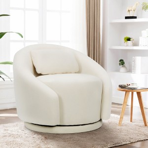 COLAMY Single Upholstered Swivel Sofa , 360°Swivel Accent Chair with Lumbar Pillow for Living Room, Bedroom, Beige - 1 of 4