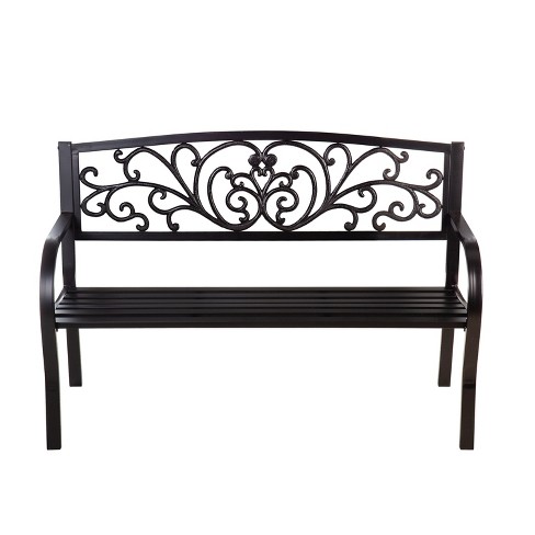 Black metal deals outdoor bench target