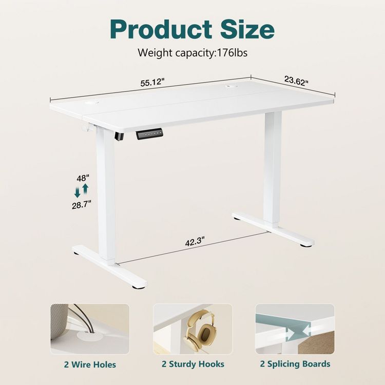 Ergonomic Height Adjustable Table with T-Shaped Metal Bracket Modern ...