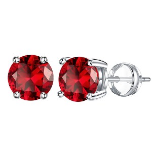 Turandoss Birthstone Stud Earrings for Women - S925 Sterling Silver Flat Back Cartilage Earring Set for Multiple Piercing, Christmas Gifts for Women - 1 of 4